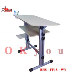 Bàn học sinh thông minh OKyou NBHS FF1S - WY ( vân gỗ sồi  Trắng- Vàng)