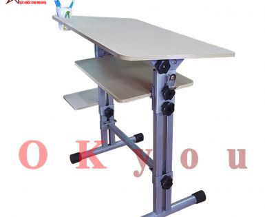 Bàn học sinh thông minh OKyou NBHS FF1S - WY ( vân gỗ sồi  Trắng- Vàng)